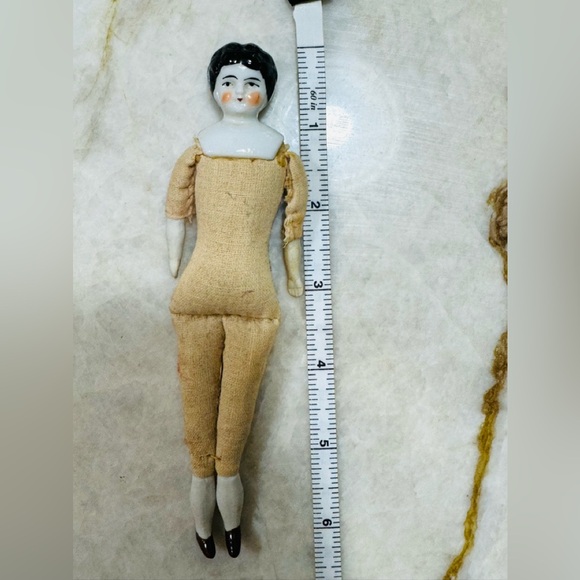 Antique  Hertwig Lowbrow China Head Doll  Germany 6” Porcelain Bisque c1900 - Picture 1 of 9